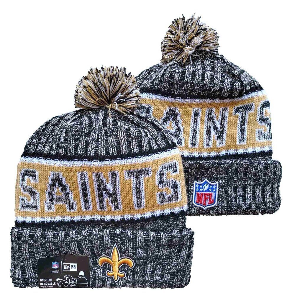 NWT New Orleans Saints Sports Knit Pom Beanie Fleece Linined Unisex‎ OSFA